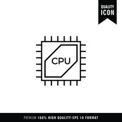CPU black color of flat simple icon. Web apps security Kit illustration vector of the mobile application. The modern style of design. Line single minimalistic sign