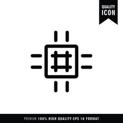 CPU black color of flat simple icon. Web apps security Kit illustration vector of the mobile application. The modern style of design. Line single minimalistic sign