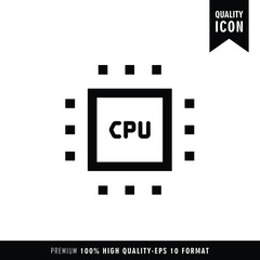 CPU black color of flat simple icon. Web apps security Kit illustration vector of the mobile application. The modern style of design. Line single minimalistic sign