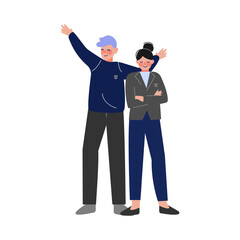 Couple of Students Posing Together, Boy and Girl Teenagers Characters Vector Illustration