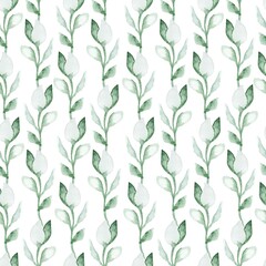 Aquarellblätter Nahtloses Muster. Sommer-Blumenpflanzen-Vektor-Aquarell-Hintergrund.