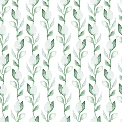 Poster Aquarellblätter Nahtloses Muster. Sommer-Blumenpflanzen-Vektor-Aquarell-Hintergrund. © Iryna Danyliuk