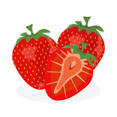 Strawberry set icon. Fruit and organic food concept
