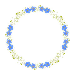 Obraz premium Wreath with elegant blue forget-me-nots 