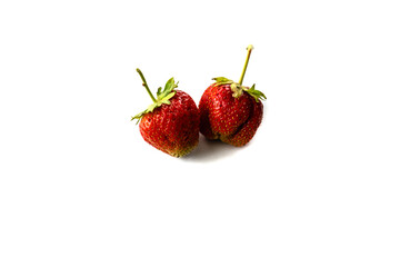 Isolated on white background strawberry, close-up photo
