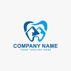 Dental clinic logo design vector. North Thornton mountain illustration design.
