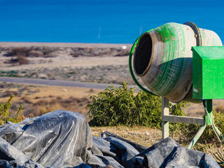 Cement mixer at construction site