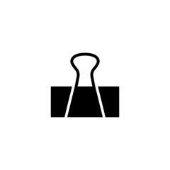 Binder Clip Icon in black flat glyph, filled style isolated on white background