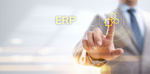 ERP Enterprise resources planning system software business technology.