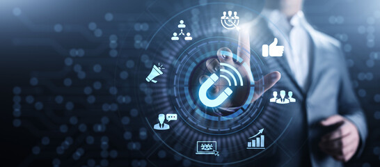 Influencer marketing Social media advertising business concept on screen.