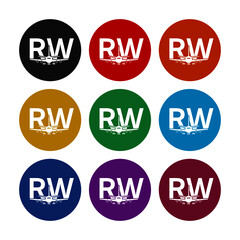 Letter RW Logo Design, color set