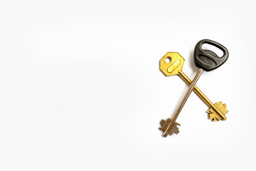 two keys on white background