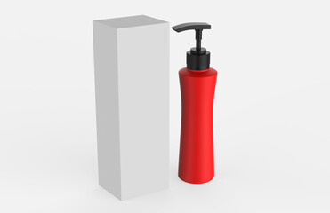 Cosmetic plastic bottle with dispenser pump. Liquid container for gel, lotion, cream, shampoo, bath foam. Beauty product package. 3d illustration.