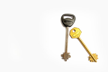 two keys isolated on white background