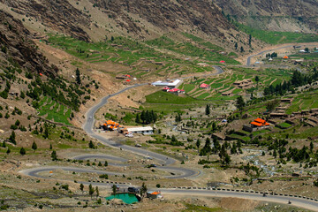  zigzag road in the mountain s valley of babusat top , khaghan , naran khyber pakhtunkhaw, Pakistan 