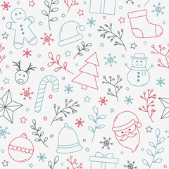 Christmas seamless pattern with ornaments. Vector