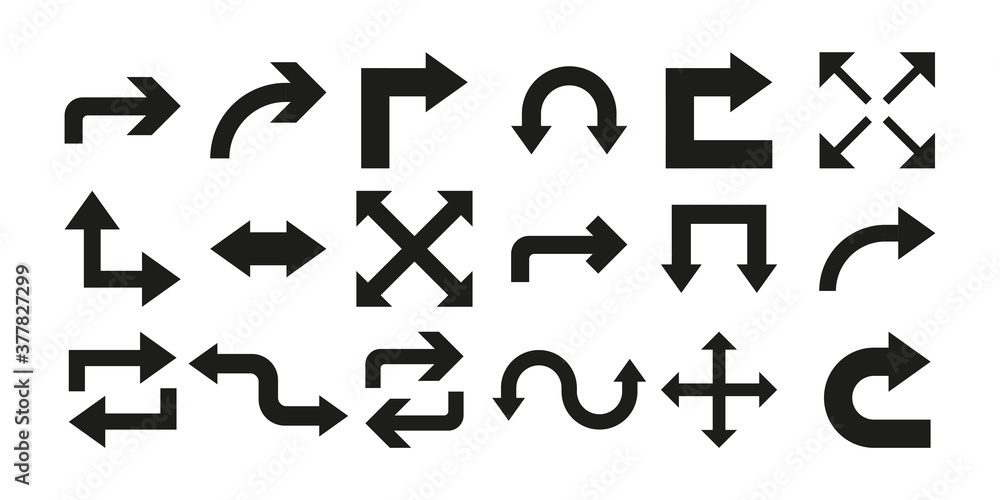 Poster arrows icon set in flat style on white background. thin line. web design. vector illustration.
