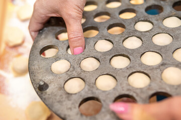 process of making home-made dumplings