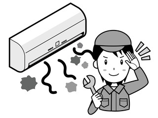 埃が吹き出すエアコンを修理します