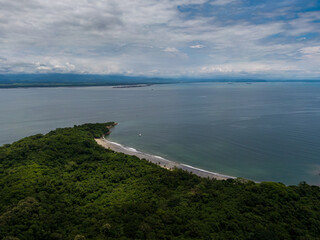 Beautiful aerial cinematic view of the San Lucas Island  National Park in Costa Rica