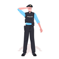 policeman in tactical gear riot police officer standing pose protesters and demonstration control concept full length vector illustration