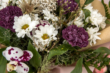 Obraz na płótnie Canvas bouquet of colorful flowers. background for postcards birthdays, weddings or Valentine's Day