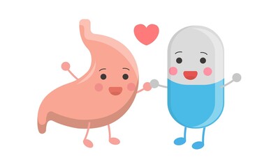 Human organs emoji action set, illustration icon cartoon character, vector flat design