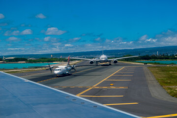 airplane traffic on the runway