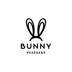 Bunny rabbit ears headband head wear vector icon logo. Easter rabbit costume  isolated vector. Illustration of easter rabbit ear costume headband in outline mono line art style