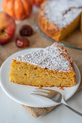 sweet home made apple pumpkin pie with almonds