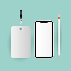 Mockup label smartphone and pencil vector design