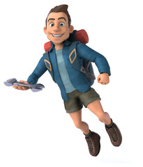 Fun illustration of a 3D cartoon backpacker