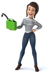 Fun 3D cartoon casual character woman