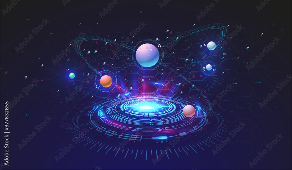 Poster hi-tech technological background with hud elements. futuristic circle interface design. abstract fut