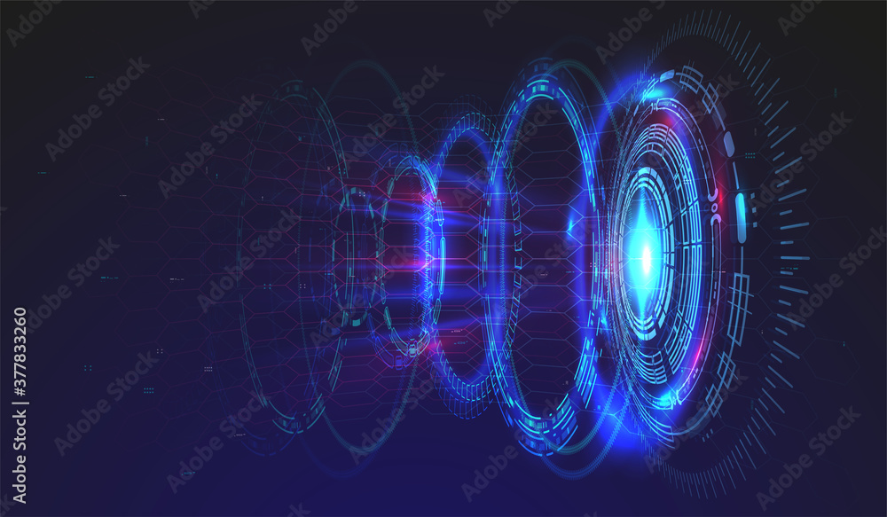 Poster hi-tech technological background with hud elements. futuristic circle interface design. abstract fut