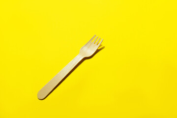 Zero waste concept. Set of Eco friendly wooden cutlery. Plastic free concept. Top view. Copy space