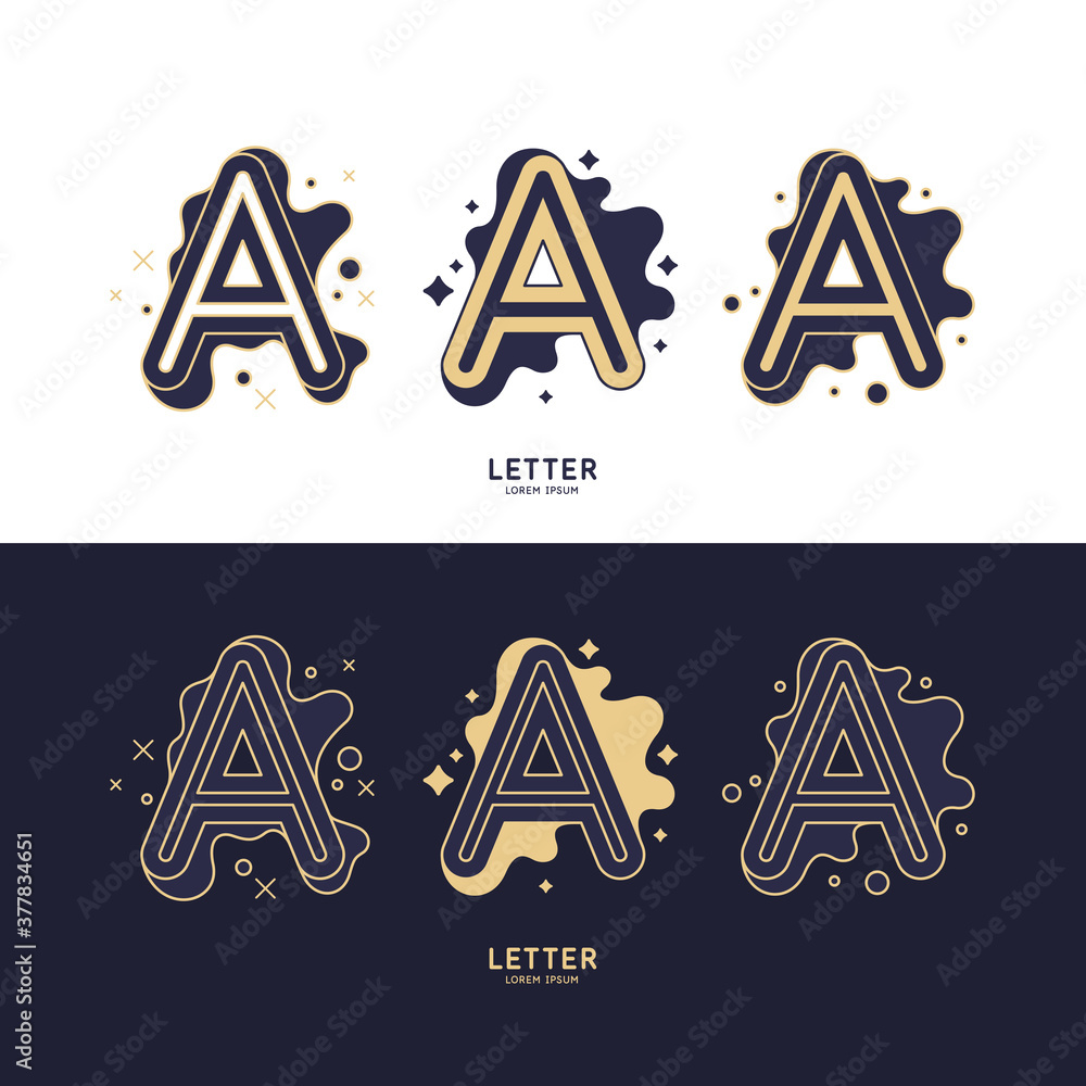 Poster the letter a of the latin alphabet. display character in a contemporary style. a sign with dynamic s