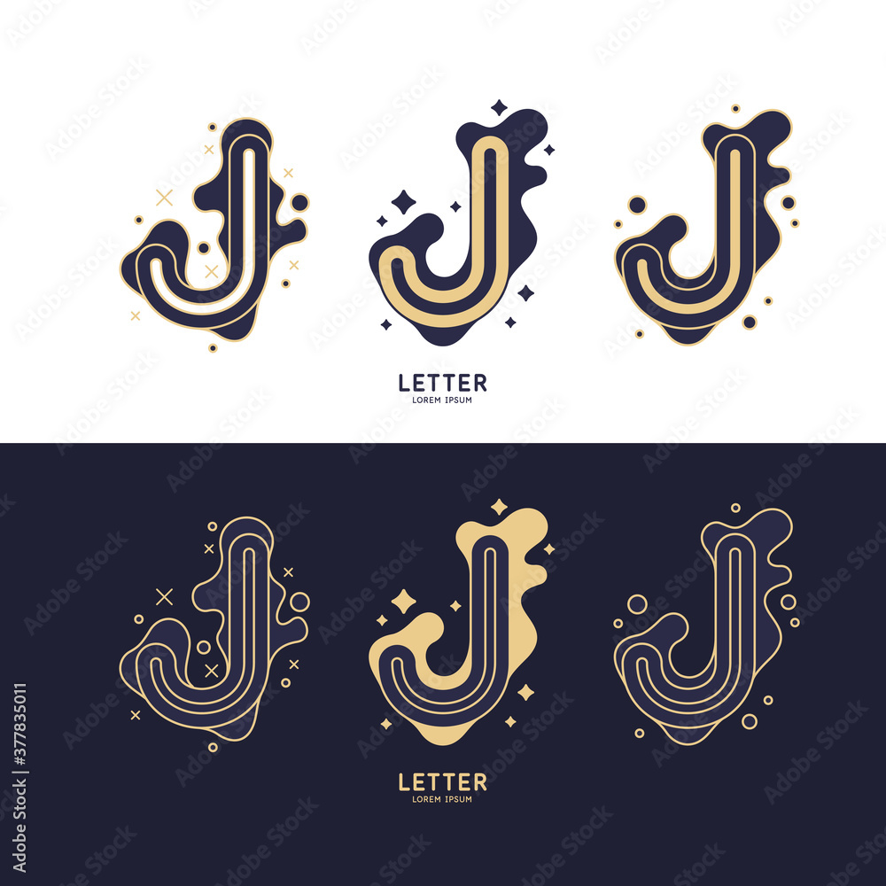 Poster the letter j of the latin alphabet. display character in a contemporary style. a sign with dynamic s