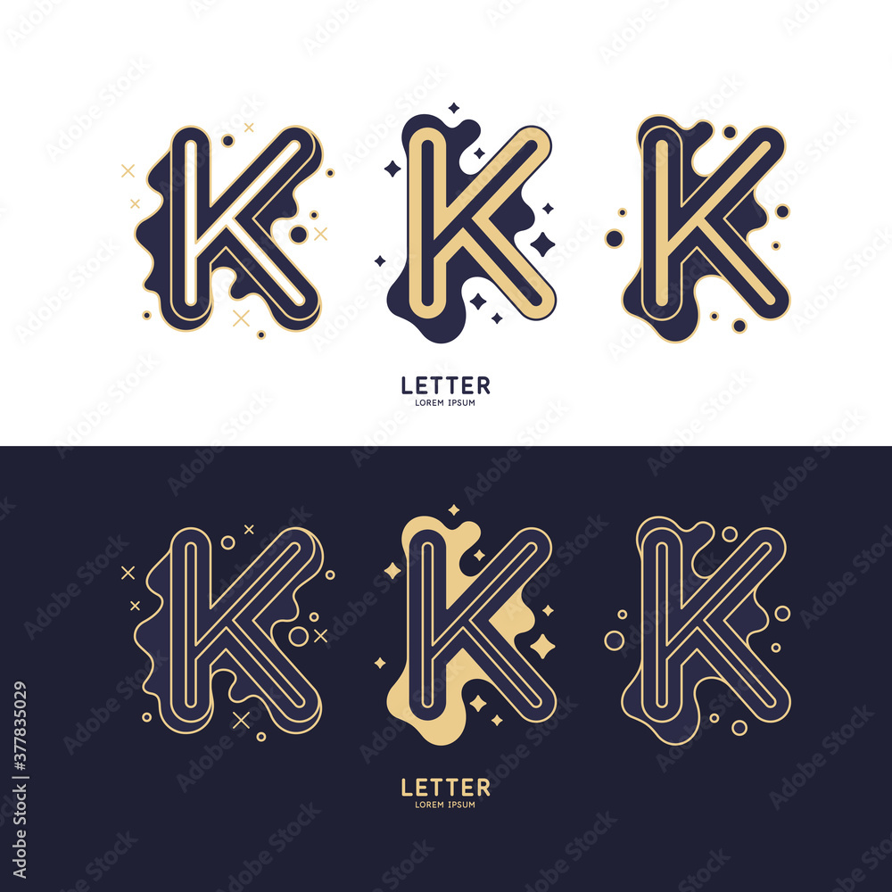 Poster the letter k of the latin alphabet. display character in a contemporary style. a sign with dynamic s