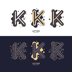 The letter K of the Latin alphabet. Display character in a contemporary style. A sign with dynamic splashes.