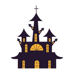Halloween house with cross vector design