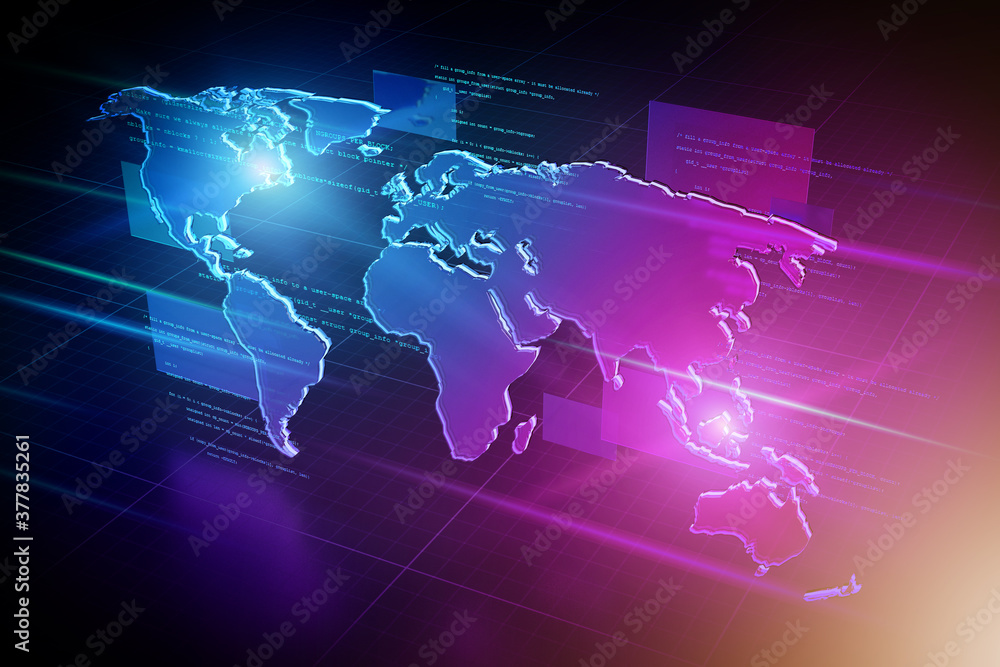 Poster world map abstract background illustration - 3d rendering