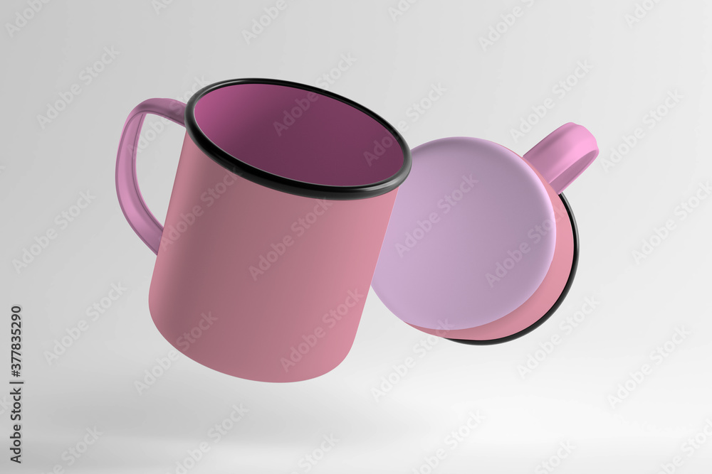 Poster enamel cupisolated on a background - 3d rendering