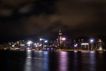 Fototapeta na wymiar Hong Kong Victoria Harbor Skyline City Landscape at Night