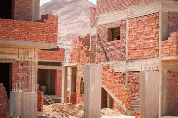 basic brick construction of house in North africa