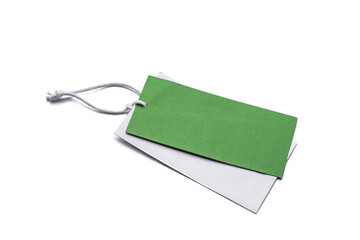 Blank paper tags on white background