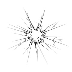Isolated cracked glass hole isolated vector illustration