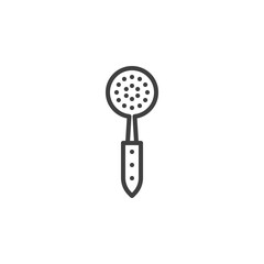 Strainer spoon line icon. linear style sign for mobile concept and web design. Spoon with holes outline vector icon. Symbol, logo illustration. Vector graphics