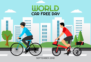 Vector graphic of world car free day good for world car free day celebration. flat design. flyer design.flat illustration.