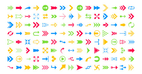 Arrows big black set icons. Arrow icon. Arrows for web design, mobile apps, interface and more. Vector stock illustration.